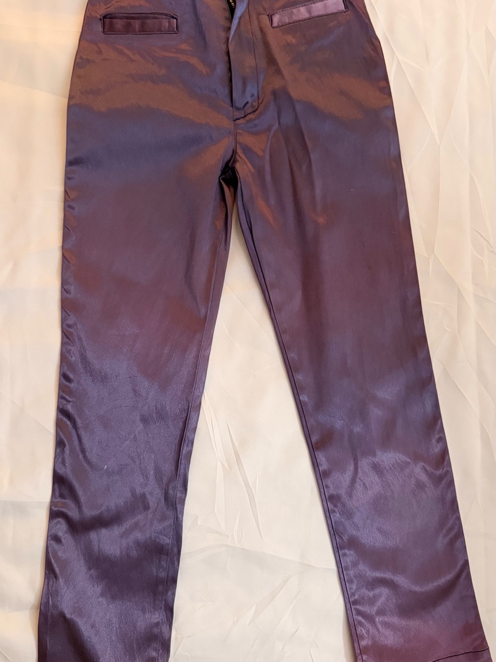 Kenzo Men's Satin Dress Pants in Deep Plum